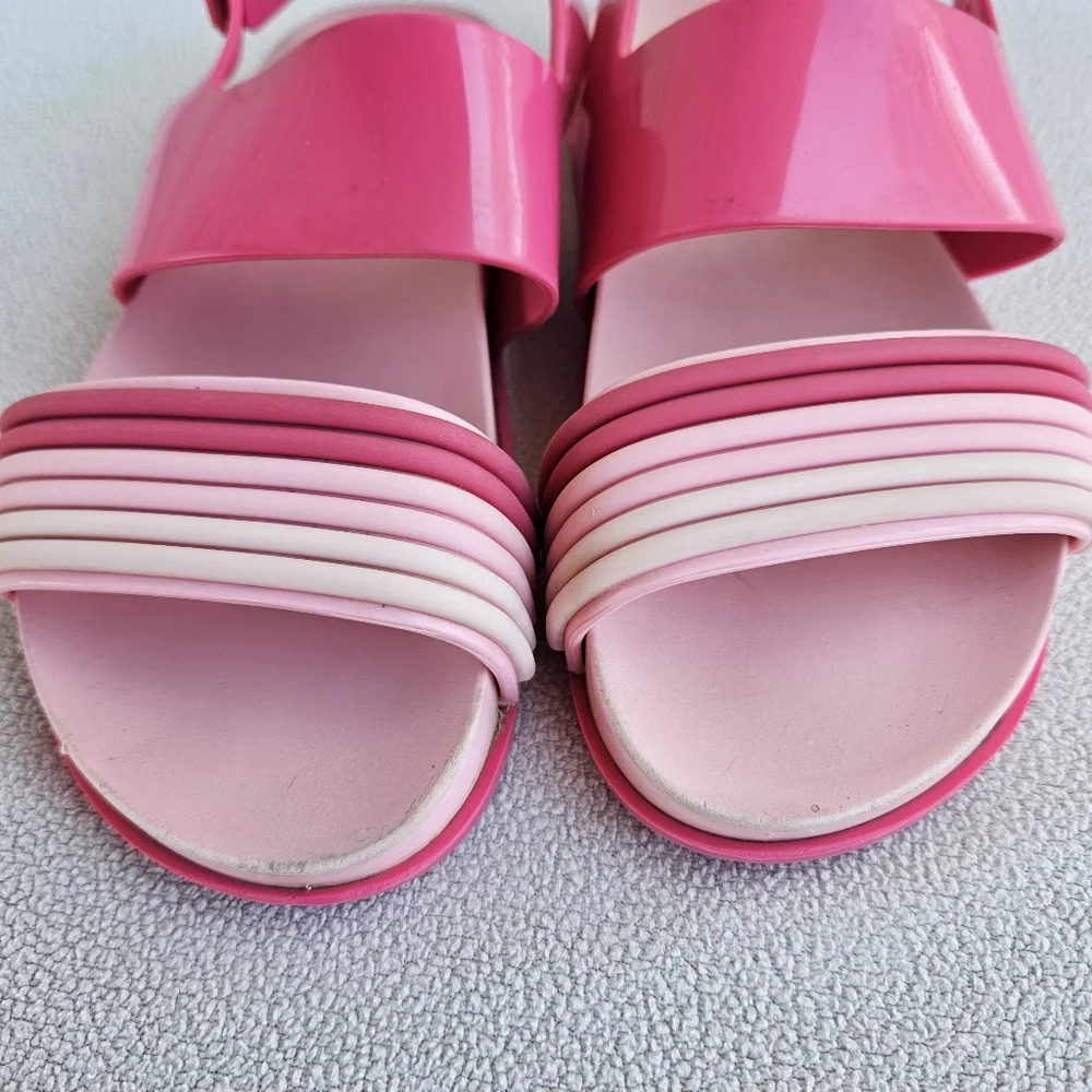 Mini Melissa Panama Slingback Buckle Sandal Girl SZ 1 Pink Ombre Rainbow